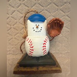 The Original S'mores Midwest Baseball Snowman Christmas Holiday Ornament 3 Inch